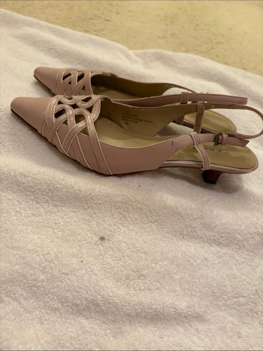 Tahari Pink Pointed-Toe Slingback Low Heels